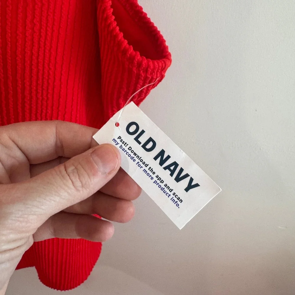 NWT Old Navy Red Ribbed One Piece Swimsuit Scoop Neck Back‎ XXL